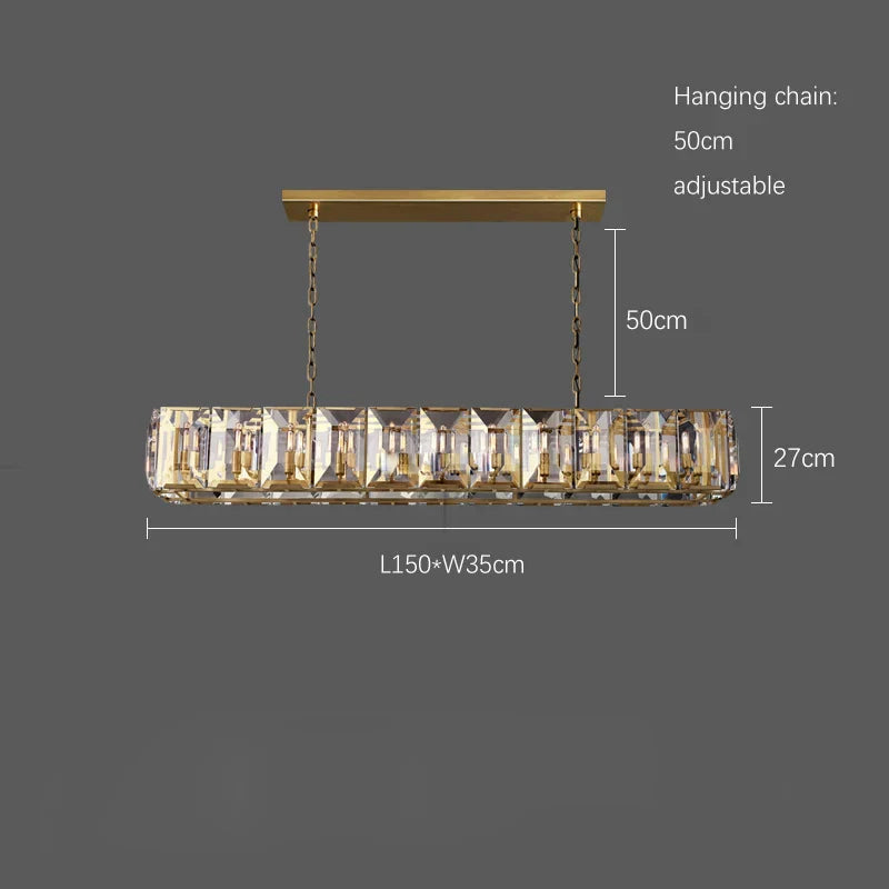 Timeless Classic American LED Crystal Chandelier - Available in Gold, Silver, and Black Finishes, Perfect for Dining Rooms