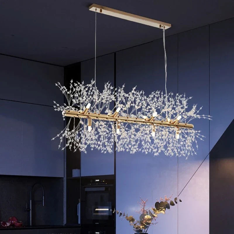 Elegant Crystal LED Chandelier - Nordic Gold and Silver Dandelion Design - Perfect for Living Rooms and Restaurant Decor