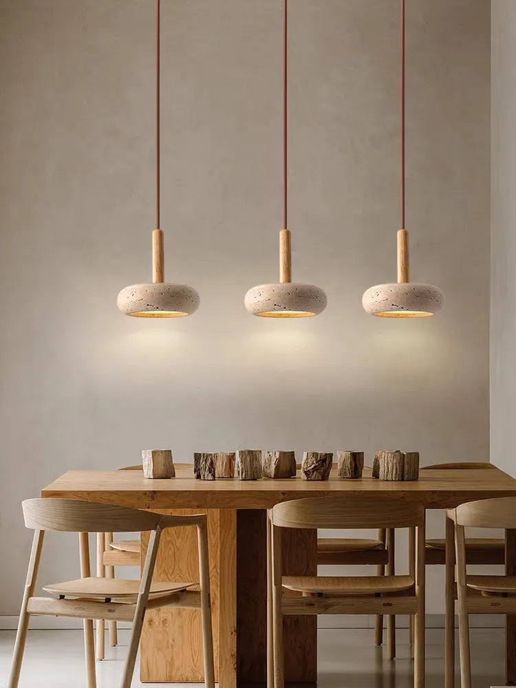 Hole Stone Wabi-Sabi Restaurant Chandelier - Illuminate Your Space with Nordic Log Elegance