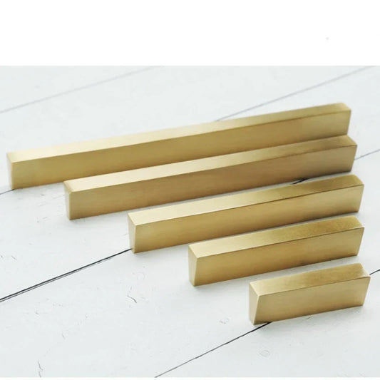 Brass Trapezoidal Cabinet Handles - High-End Golden Drawer Pulls for Wardrobes and Furniture