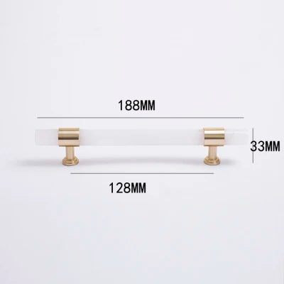 Natural Marble and Crystal T-Bar Cabinet Handles – Modern Brass Knobs for Kitchen, Dresser, and Furniture Pulls