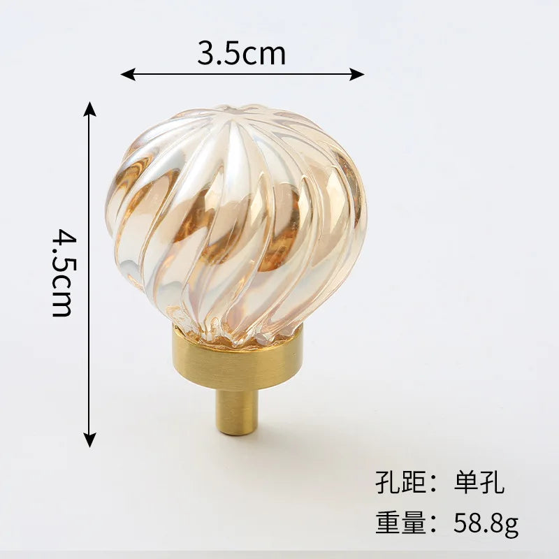 Brass Crystal Cupboard Cabinet Handle Kitchen Drawer Knobs Light Luxury Furniture Hardware Transparent Handle Home Decoration