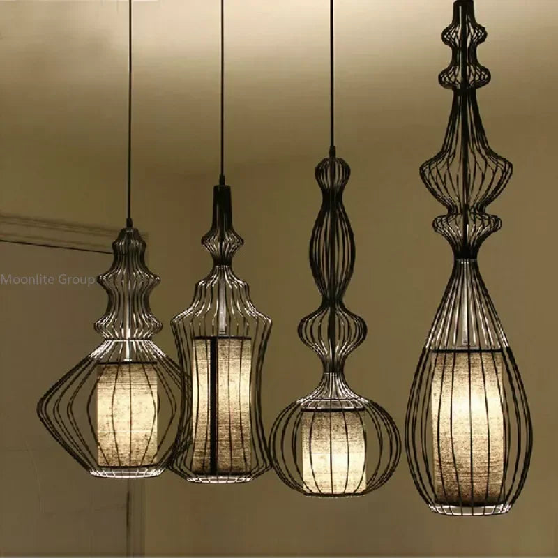 American Birdcage Retro Chandelier with Creative Hollow Design for Living Room Elegance