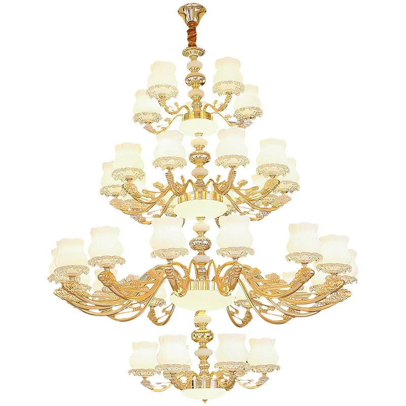 European Style Duplex Building Chandelier - Simple Elegance for Large Living Rooms, Hallways, and Staircases