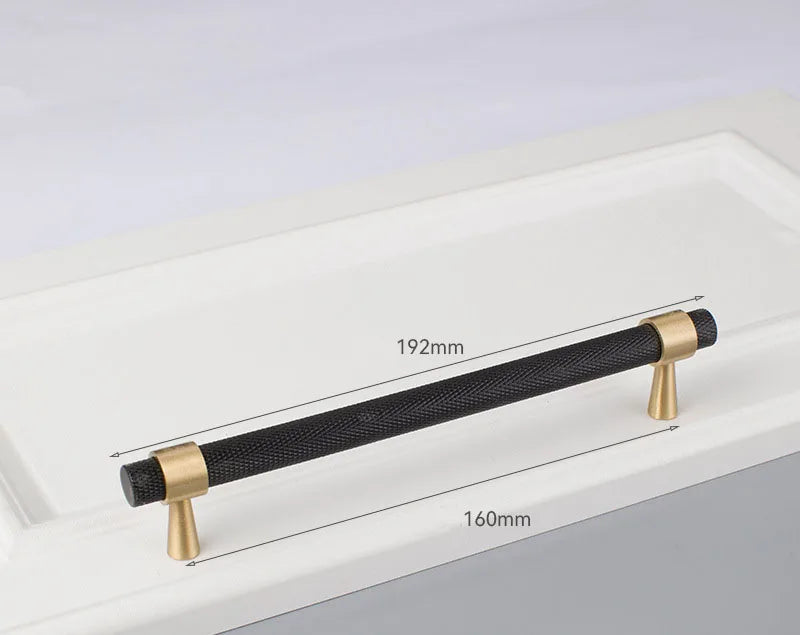 Solid Brass Knurled Cabinet Handles – Gold and Black Wardrobe Knobs and Drawer Pulls