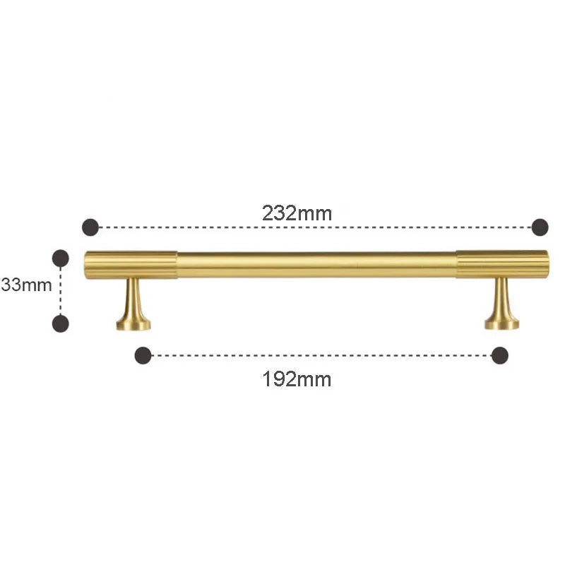 Solid Brass Art Deco Kitchen Cabinet Handles – Knurled T-Bar and Wardrobe Pulls