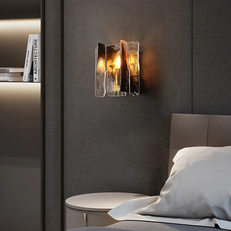 Copper Stained Glass Wall Lamp - Modern Luxury Lighting for Living Rooms, Bedrooms, and TV Walls with Nordic Simplicity
