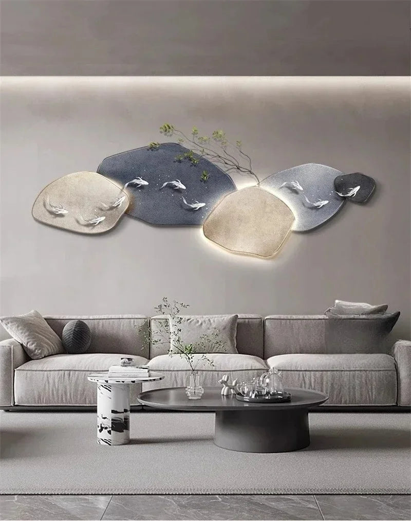 Dlight Decor 3D Nine Fish Wall Lamp Mural Art