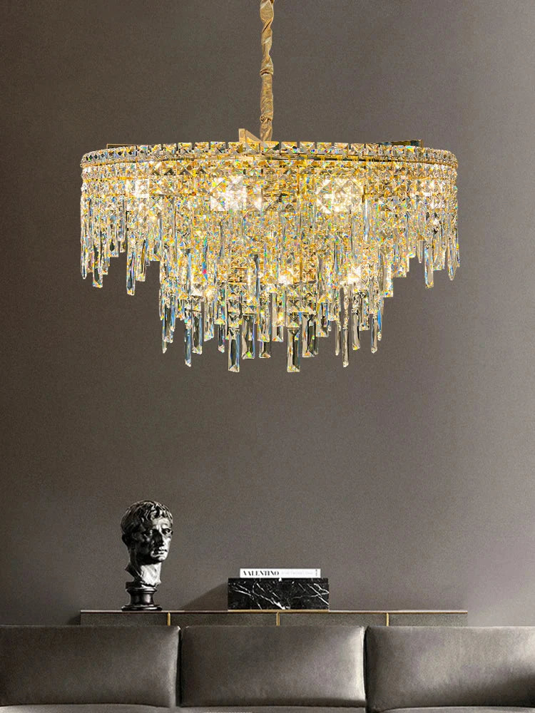 Elegant Golden Round Chandelier - A Creative New Design for Living Rooms, Dining Rooms, and More