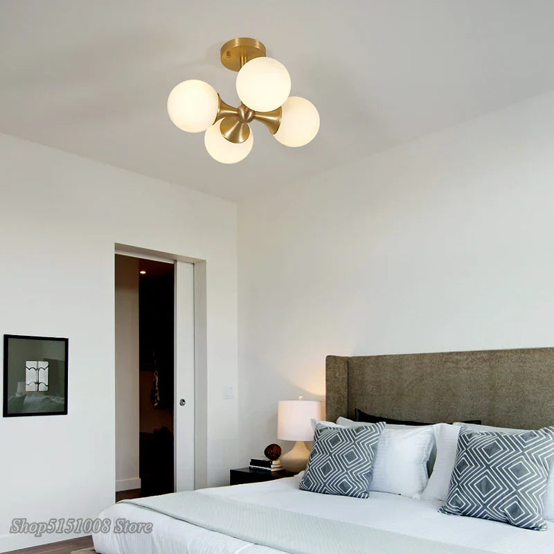 Modern LED Nordic Creative Glass Ball Ceiling Lamps - Magic Bean Bedroom Garnish Fixtures