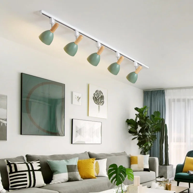 15W Modern Nordic Wooden LED Track Light - Ceiling Spotlight