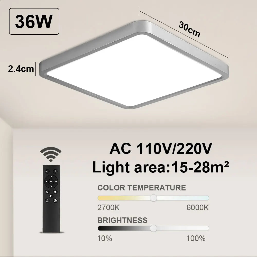 Smart LED Ceiling Lamp - 20-inch Ultra-Thin Lighting Fixture for Living Room, Bedroom, and Balcony