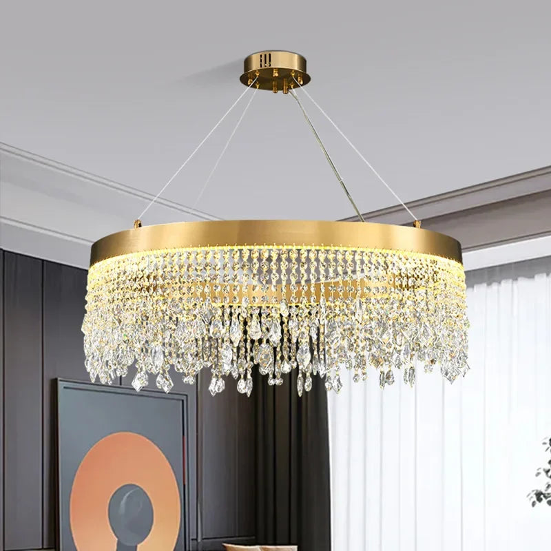 Modern LED Crystal Chandelier - Elegant Lighting Fixture for Living Room, Dining Room, Kitchen, and Home Lighting Decor