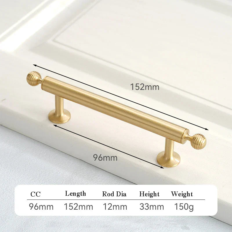 Satin Brushed Gold Brass Cabinet Handles – Modern Wardrobe and Drawer Knobs with French Style
