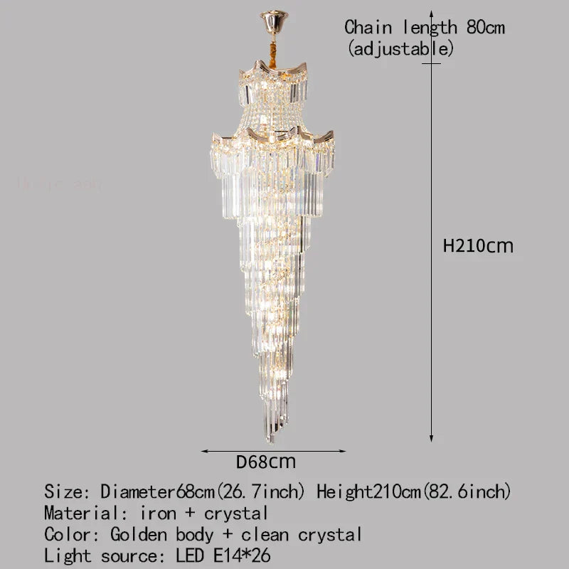 New Design Villa Living Room Crystal Chandelier - Grandeur for High Ceilings, Hotel Lobbies, and Staircase Illumination