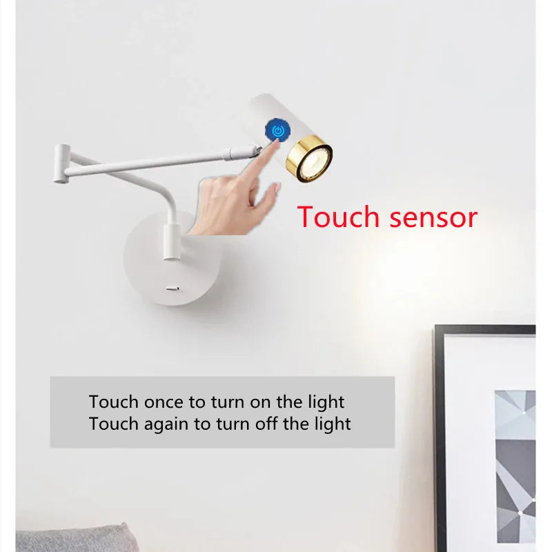 Modern Adjustable Wall Lamps - Swing Long Arm Design with Internal Wall Switch for Household Bedside Lighting, Enhance Your Decor with Stylish Sconce Lights