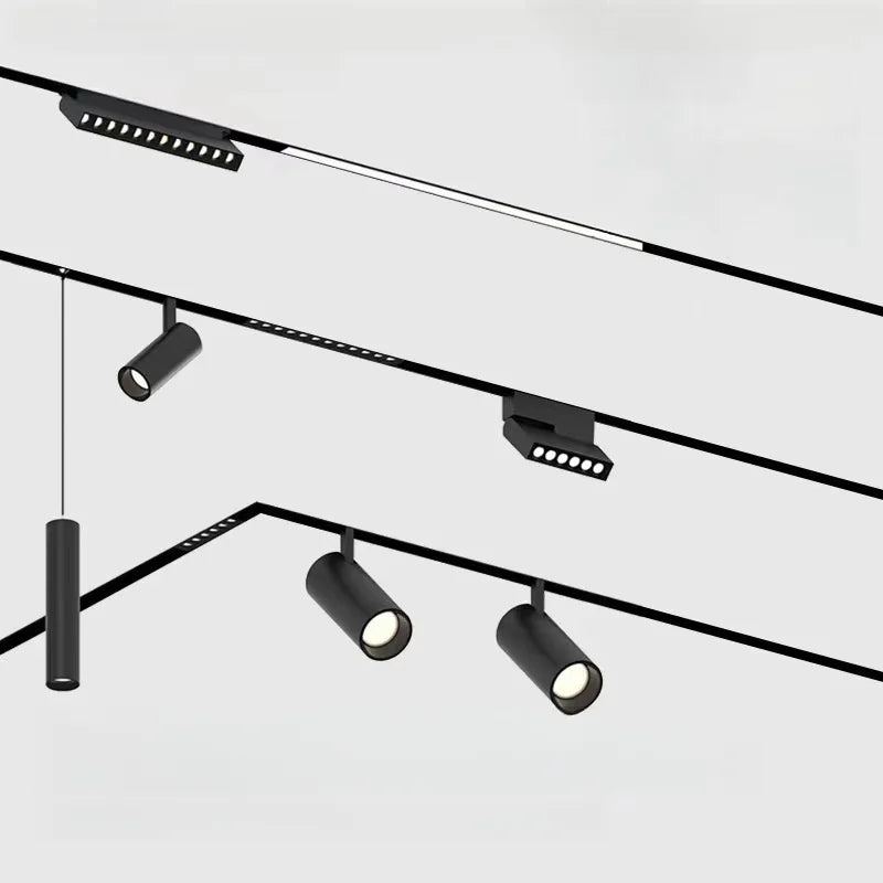 LED Embedded Magnetic Track Light - 6W/12W/18W/24W Folding Grille Spotlight