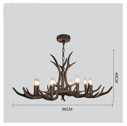 Retro Style Antler Resin Chandelier - Sweeping Gold Spray Paint Finish for Living and Dining Room Home Decor Lighting