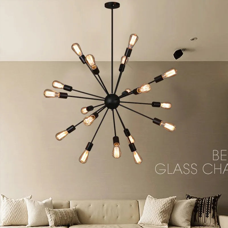 Anna's Vintage Industrial Loft Chandelier - LED Retro Iron Fixture for Kitchen and Living Room