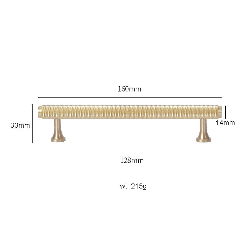 Gold Knurled Brass Kitchen Cabinet Handles – T-Bar Drawer Pulls and Copper Knobs (14mm Diameter)