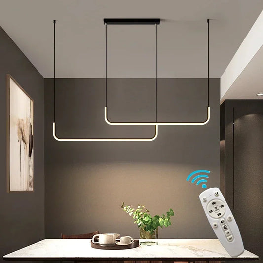 Modern LED Ceiling Chandelier - Dimmable for Table, Dining Room, Kitchen - Minimalist Pendant Lamps - Home Decor Lighting Lusters and Luminaires