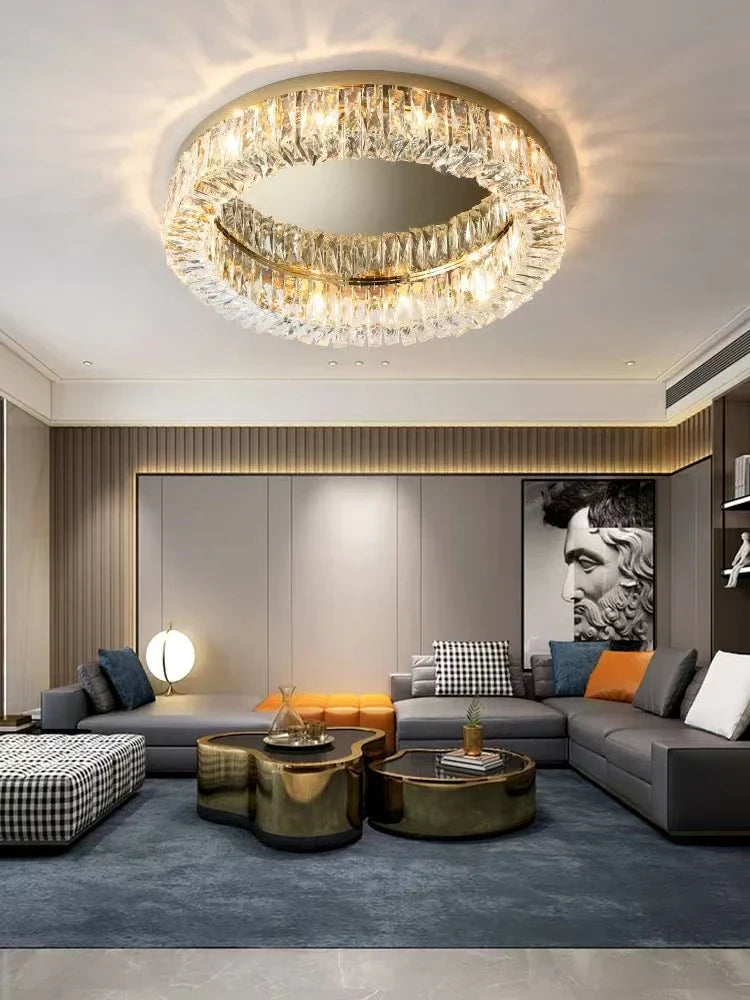 Simple Modern Clean Crystal Ceiling Lamp - New Design Light Luxury for Living Rooms and Bedrooms - Available in Gold and Silver - Nordic Style Elegance