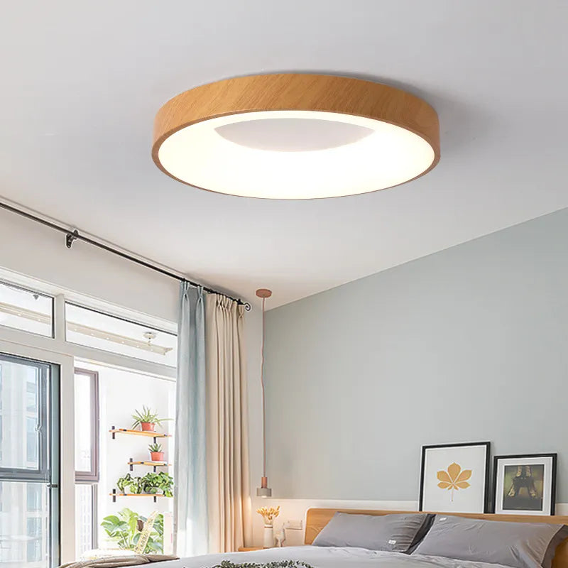 Modern LED Wood Grain Ceiling Lamp - Stylish Room Decoration for Every Space