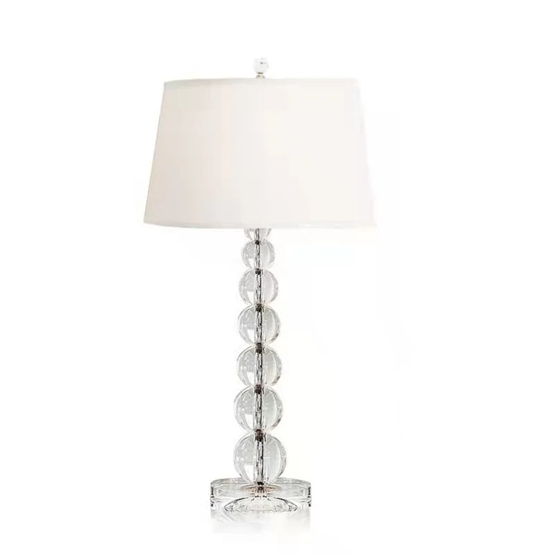 Luxury Crystal Table Lamp with Fabric Lampshade - Elegant Lighting for Living Room and Bedroom