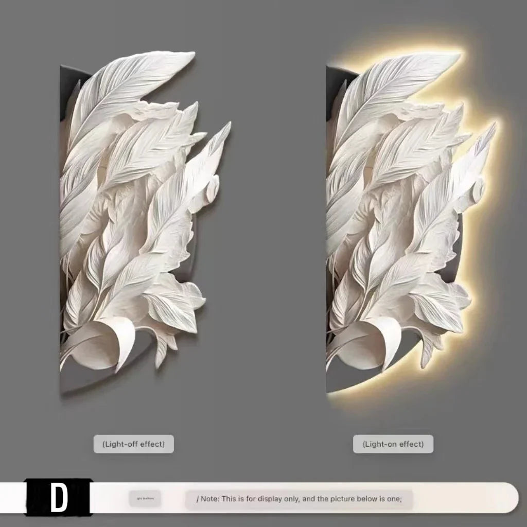 Dlight Decor Feather Mural LED Light for Entry Walls