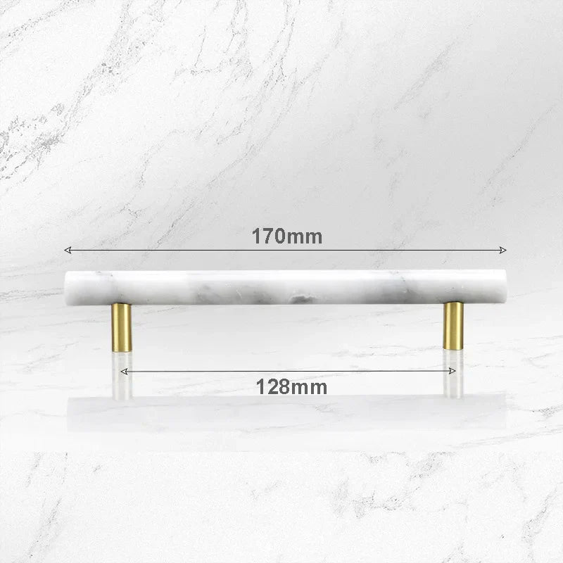 Green and White Marble Cabinet Handle – Luxury Natural Stone Drawer Pulls with Brass Base (50mm-200mm)