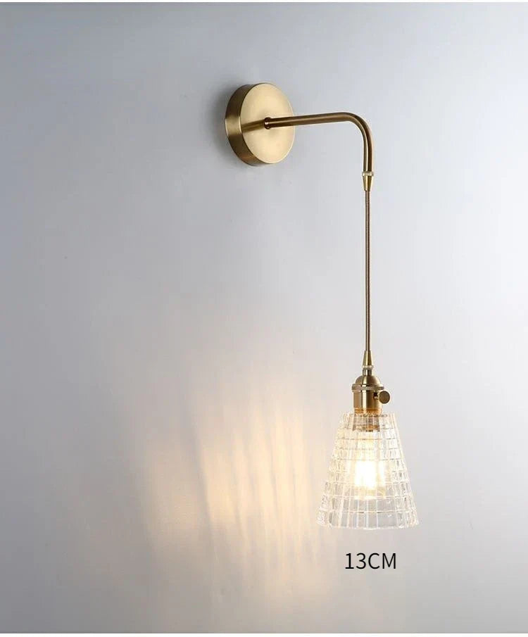 Modern Glass Wall Sconce Light Fixture - Elegant Bedroom, Restaurant, and Corridor Decor with Copper Flower Plug