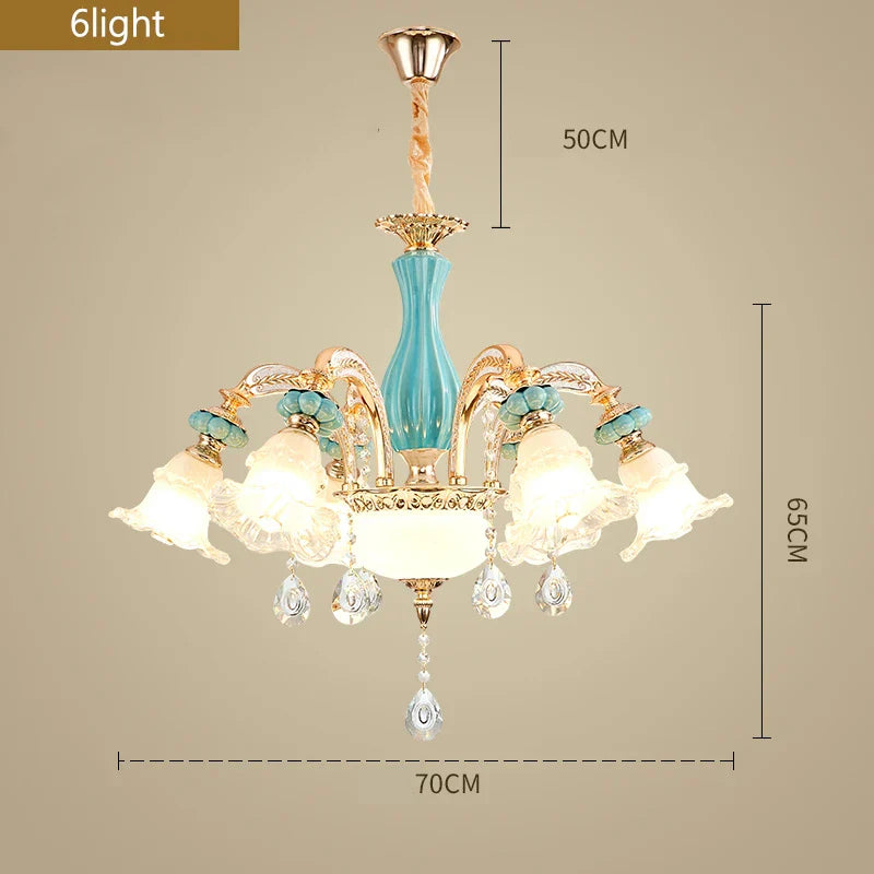 Elegant European-Style Crystal Chandelier - A Romantic and Fashionable Lighting Fixture for Living Rooms, Bedrooms, Dining Rooms, Studies, and Villa Duplexes