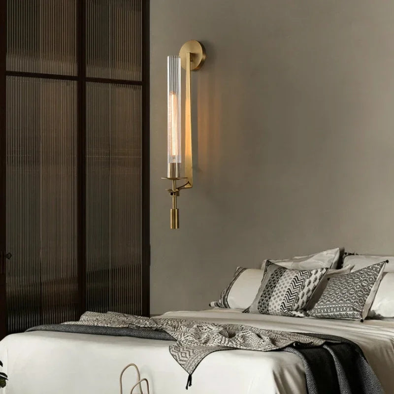 Contemporary LED Wall Lamps - Stylish Brass Wall Sconce Fixtures for Creative Aisle, Bedroom, and Living Room Decoration, Perfect for Background Decor and Lighting