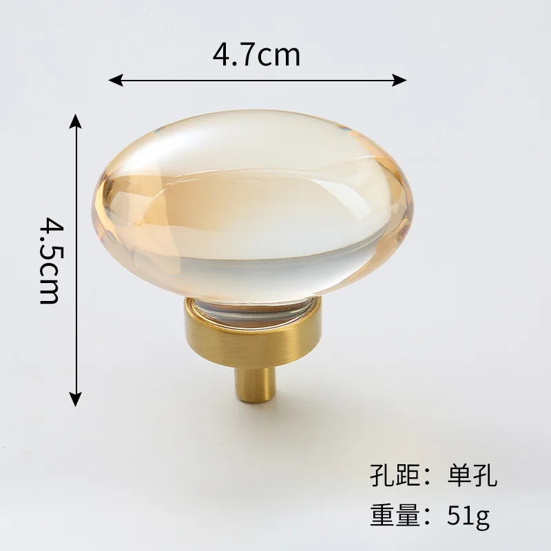 Brass Crystal Cupboard Cabinet Handle Kitchen Drawer Knobs Light Luxury Furniture Hardware Transparent Handle Home Decoration