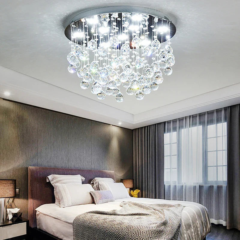 Modern LED Crystal Ball Rectangle Ceiling Lights - Contemporary Elegance for Living Rooms and Beyond