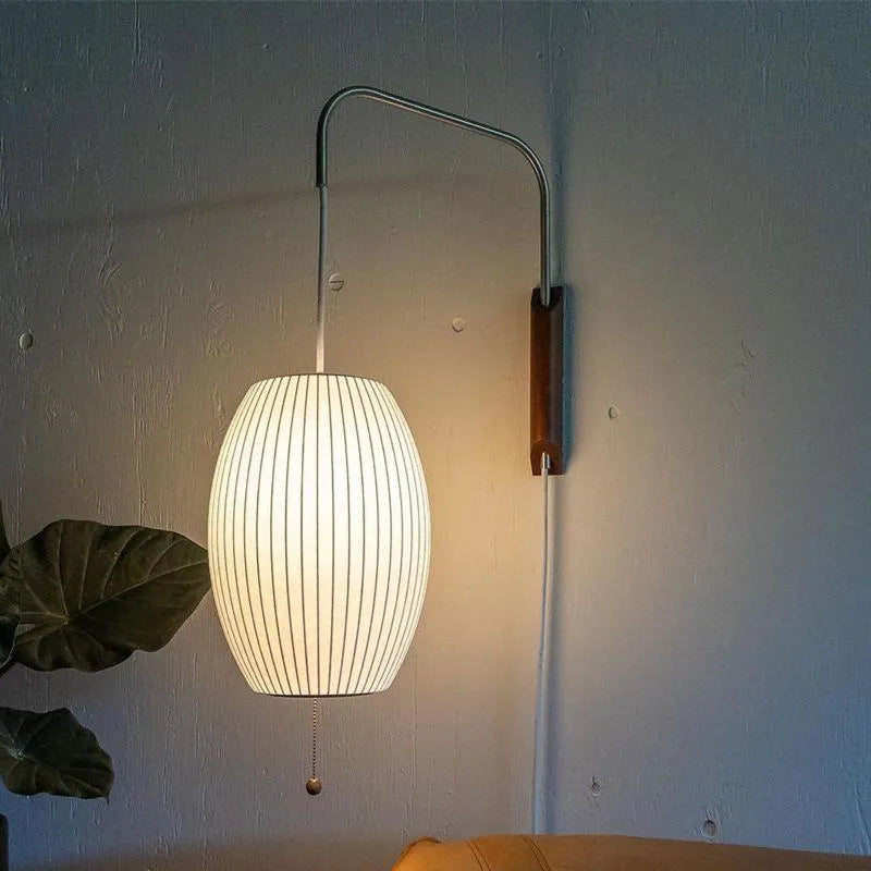 Japandi Design Nelson Wall Lamp - Hand-Woven Silk Light for Elegant Living Room and Bedroom Decor