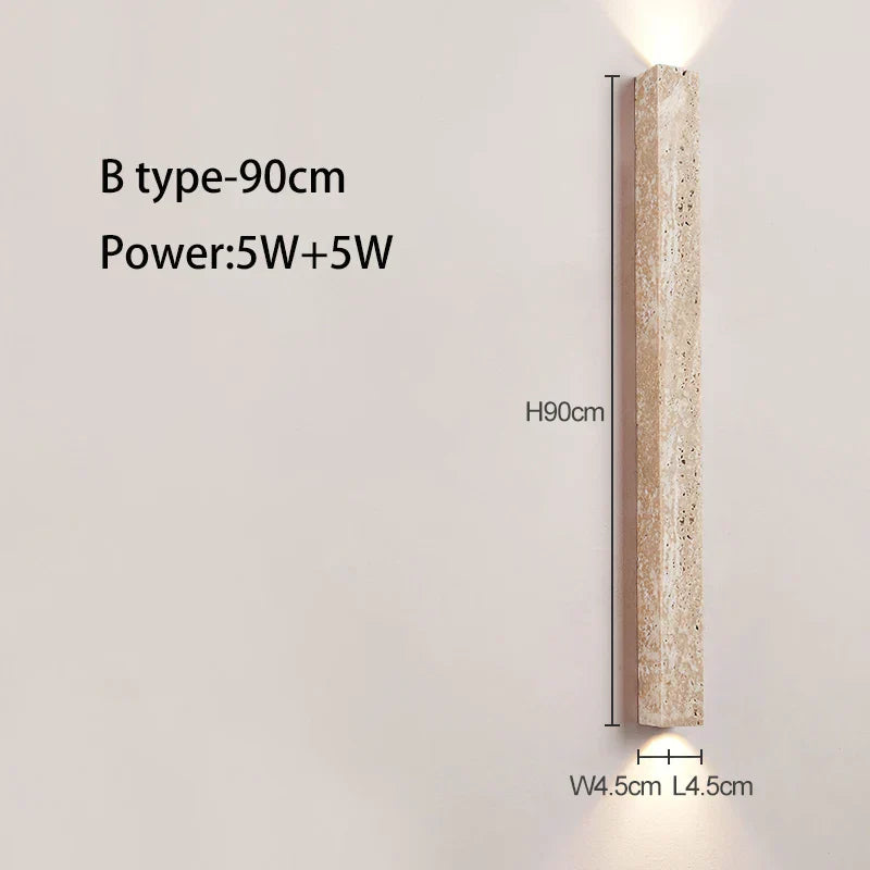 Long Wall Lamp with LED - Retro Stone Design for Bedroom, Living Room, and Staircase Atmosphere Lighting in Cream Style Home Decoration