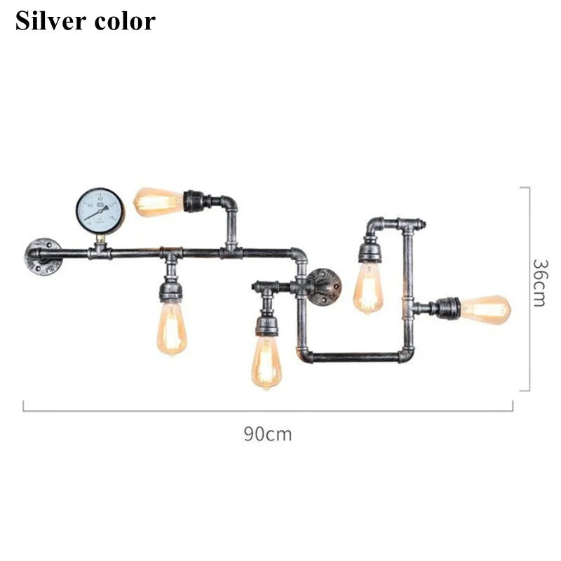 Vintage Retro LOFT Industrial Wall Light - Unique Water Pipe Gear LED Wall Lamp for Restaurant, Bar, and More