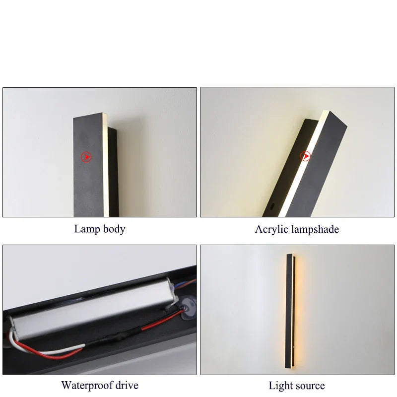 Waterproof LED Outdoor Wall Lamp - Long Strip Design, IP65 Garden Light with Exquisite Acrylic Light Source, Ideal for Landscape Architect