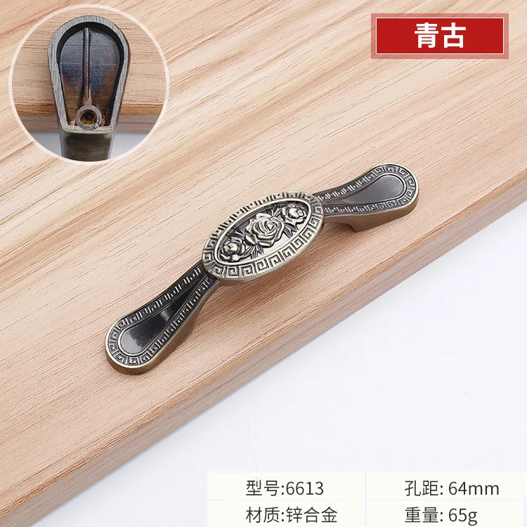 Antique Bronze Cabinet Handles - Vintage Zinc Alloy Drawer Pulls for Furniture