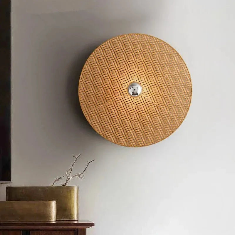 Tan Wall Lamp - Classic Japanese Bamboo Lamp for Timeless Home and Restaurant Lighting