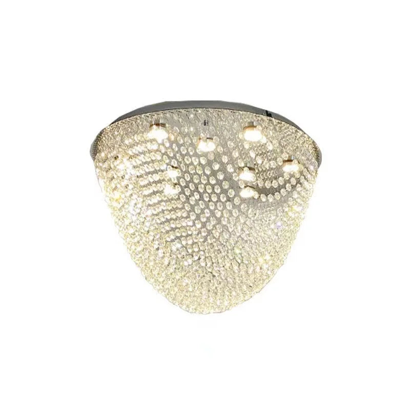 Modern LED Half Round Crystal Ceiling Chandelier - Elegant Illumination for Living and Dining Spaces