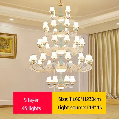 Elegant European-Style Duplex Building Chandelier - Ideal for Villa Living Rooms, Grand Halls, and Stairwells
