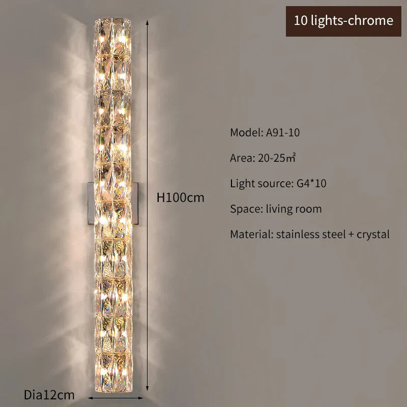 Elena - Modern Simple Light Luxury High-end Crystal Wall Lamp Living Room TV Background Wall Corridor Bedroom Bedside Long Wall Lamp