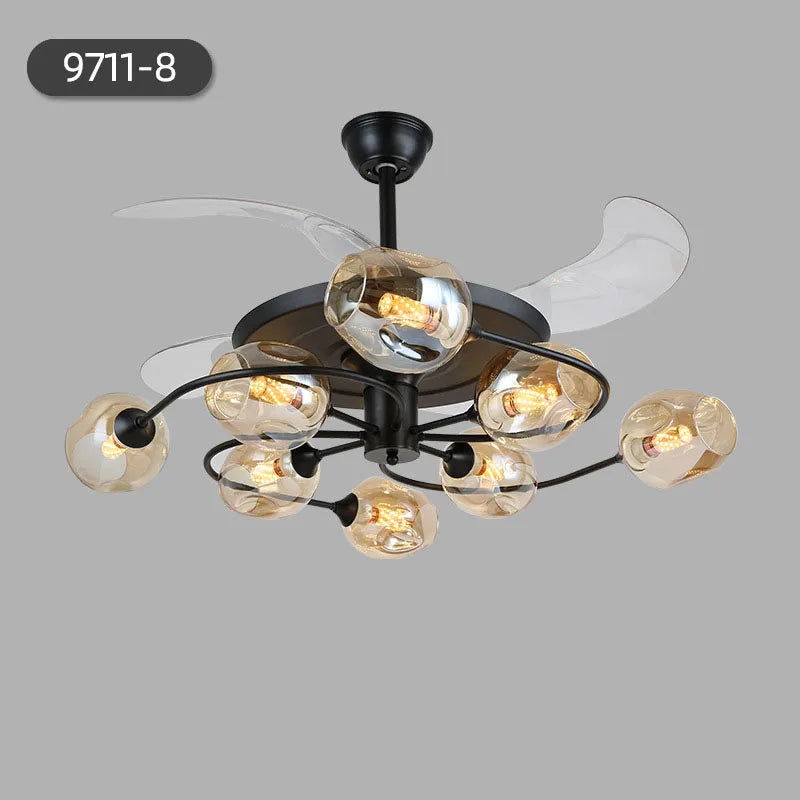 NEW Invisible Fan Light - Minimalist Living Room Ceiling Fan with Glass Lampshades and Remote Control