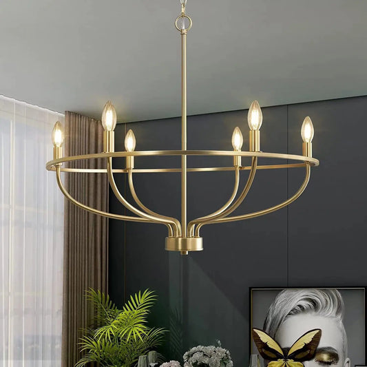 Retro LED Ceiling Chandelier with Iron Ring - Illuminate Your Living and Dining Spaces with Industrial Elegance