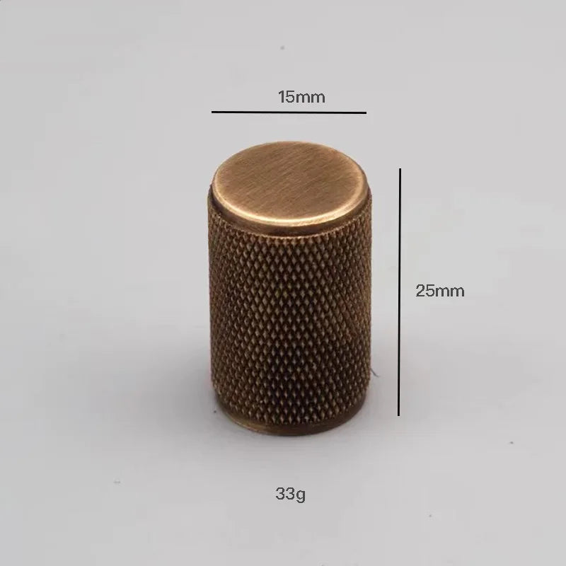 Gold and Bronze Knurled Brass Knobs – Modern Single-Hole Cabinet and Drawer Pulls