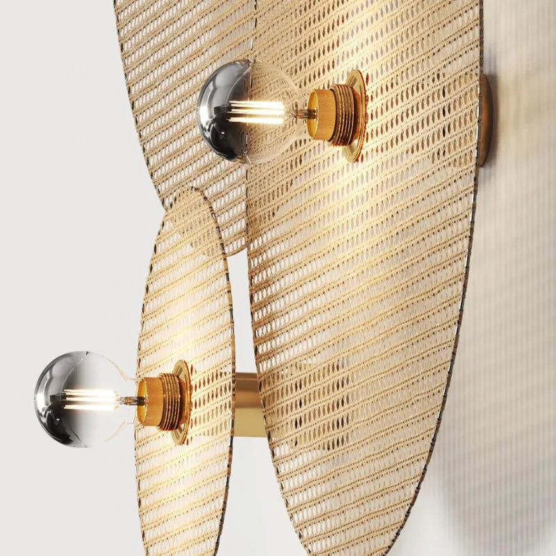 Tan Wall Lamp - Classic Japanese Bamboo Lamp for Timeless Home and Restaurant Lighting