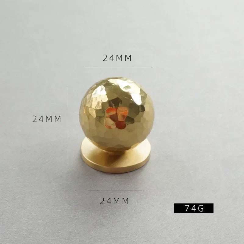 Nordic Handmade Brass Hammered Cabinet Handles – High-End Pulls for Drawers, Wardrobes, and Kitchen Furniture
