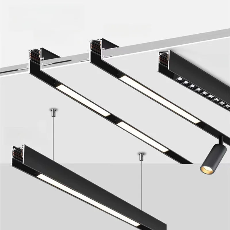 LED Embedded Magnetic Track Light - 6W/12W/18W/24W Folding Grille Spotlight